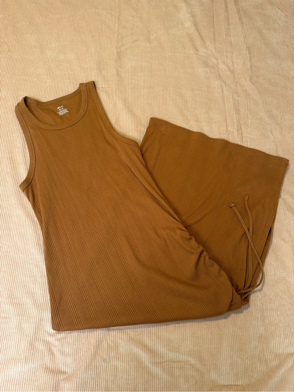 Ribbed Tank Maxi Dress in Warm Brown Rust
